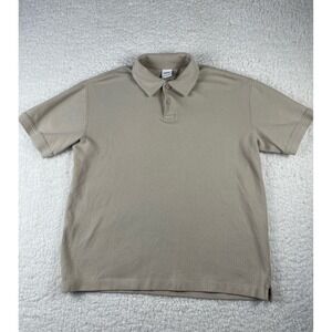 Zara Mens Size S Ribbed Polo Shirt Short Sleeve Tan Beige 100% Cotton